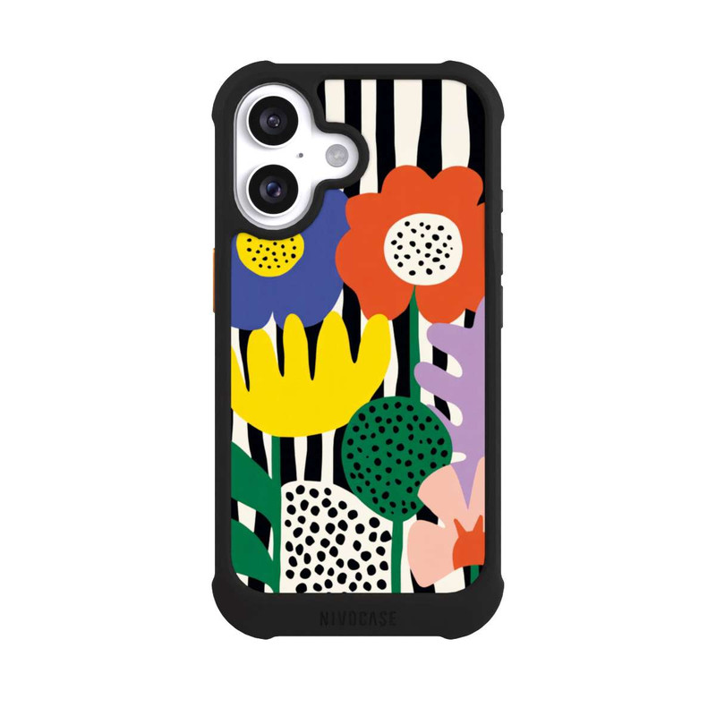 iPhone 16 NIVOmax Flowers Striped Background
