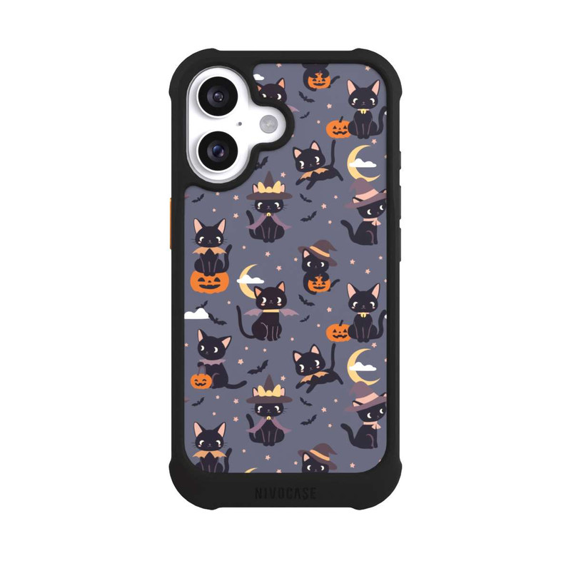 iPhone 16 NIVOmax Cute Halloween Witch Cats and Pumpkins
