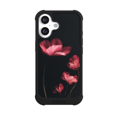 Apple iPhone 16 NIVOmax Burgunder Blüten schwarz