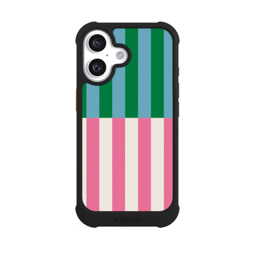 Apple iPhone 16 NIVOmax Motif Rayé Vert Rose