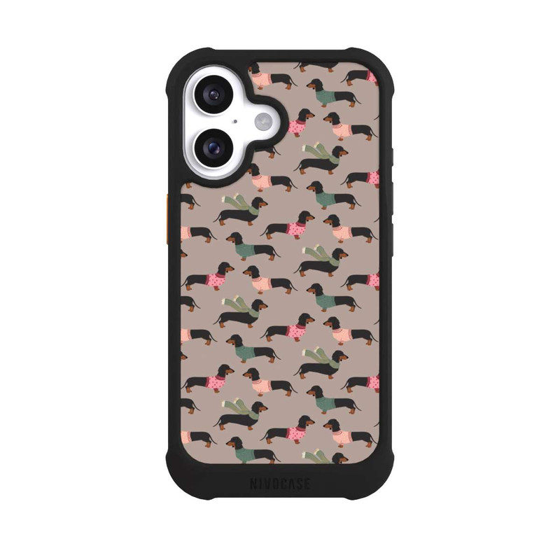 iPhone 16 NIVOmax Dackel Muster Winter