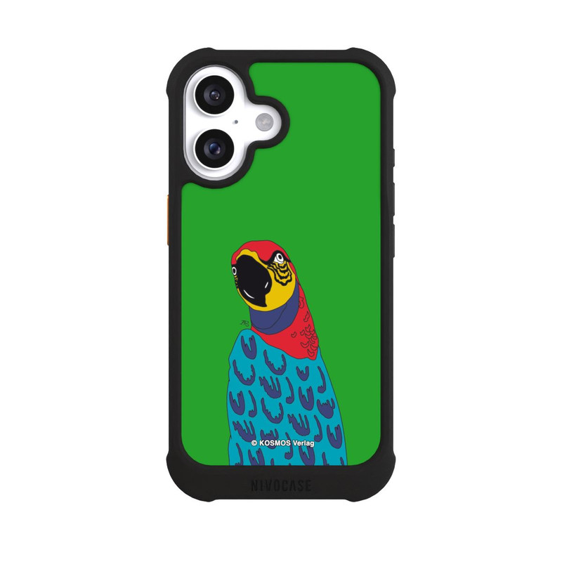 iPhone 16 NIVOmax Drei Fragezeichen und der Super-Papagei