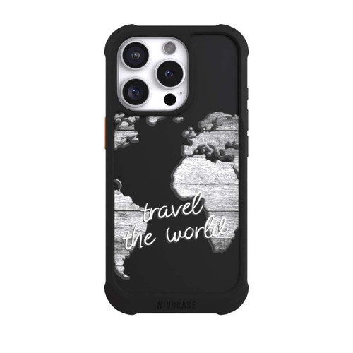 Apple iPhone 16 Pro NIVOmax Weltkarte Holz ohne Hintergrund
