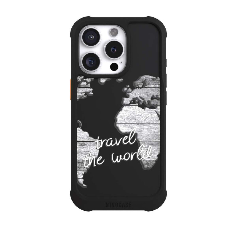 iPhone 16 Pro NIVOmax Weltkarte Holz ohne Hintergrund