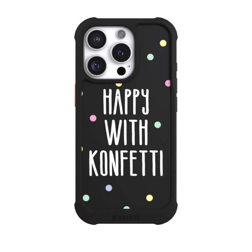 Apple iPhone 16 Pro NIVOmax Happy with Konfetti White ohne Hintergrund