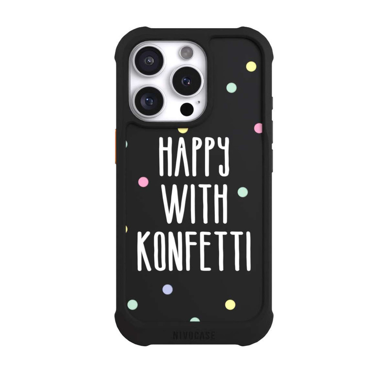 iPhone 16 Pro NIVOmax Happy with Konfetti White ohne Hintergrund