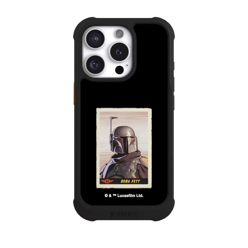 iPhone 16 Pro NIVOmax Boba Fett Badges Black Background