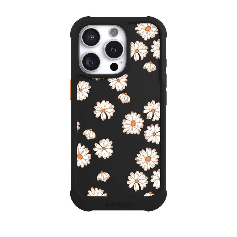 iPhone 16 Pro NIVOmax Fond Flower Power blanc