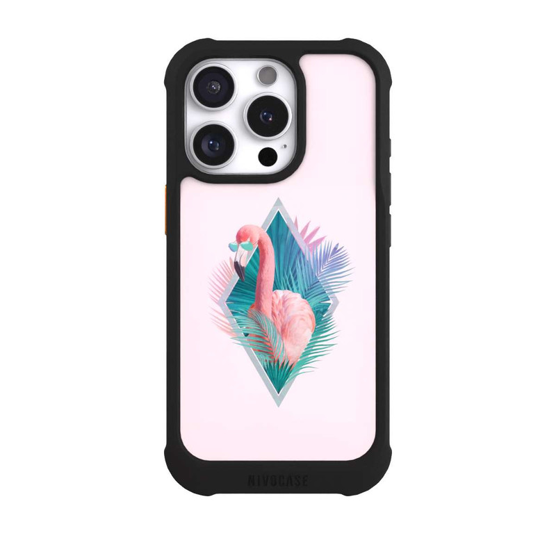 iPhone 16 Pro NIVOmax Feuilles tropicales Flamant