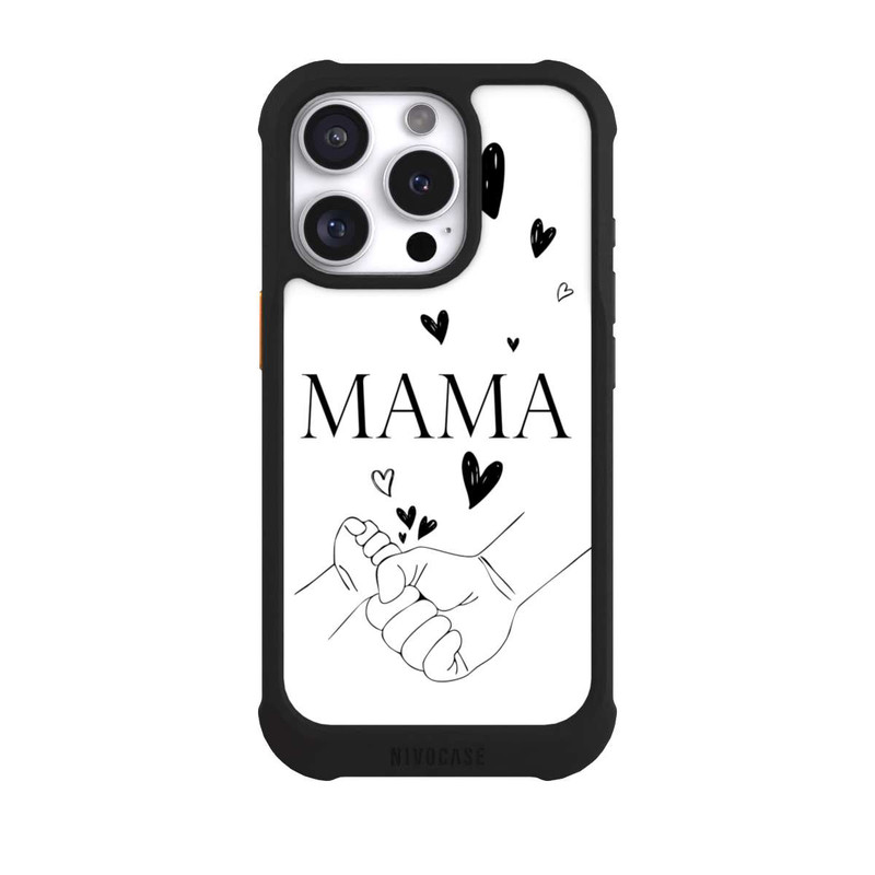 iPhone 16 Pro NIVOmax Muttertag Line Art Hände Schwarz Weiß