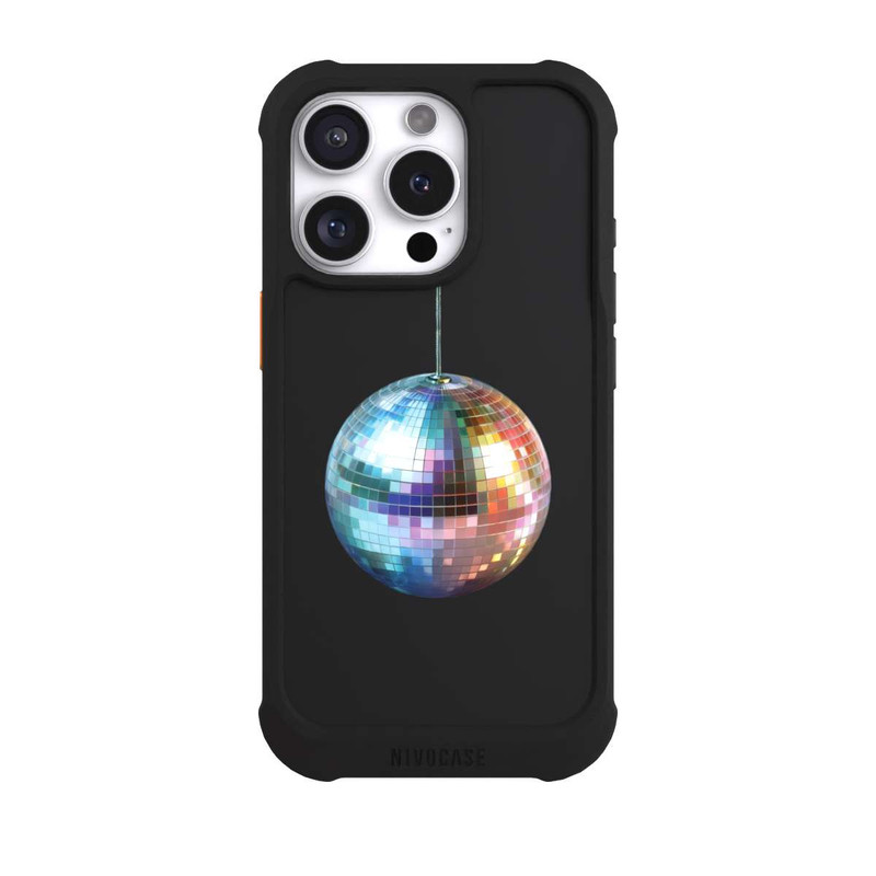 iPhone 16 Pro NIVOmax Discokugel Party Blau Gold Transparent mit KI