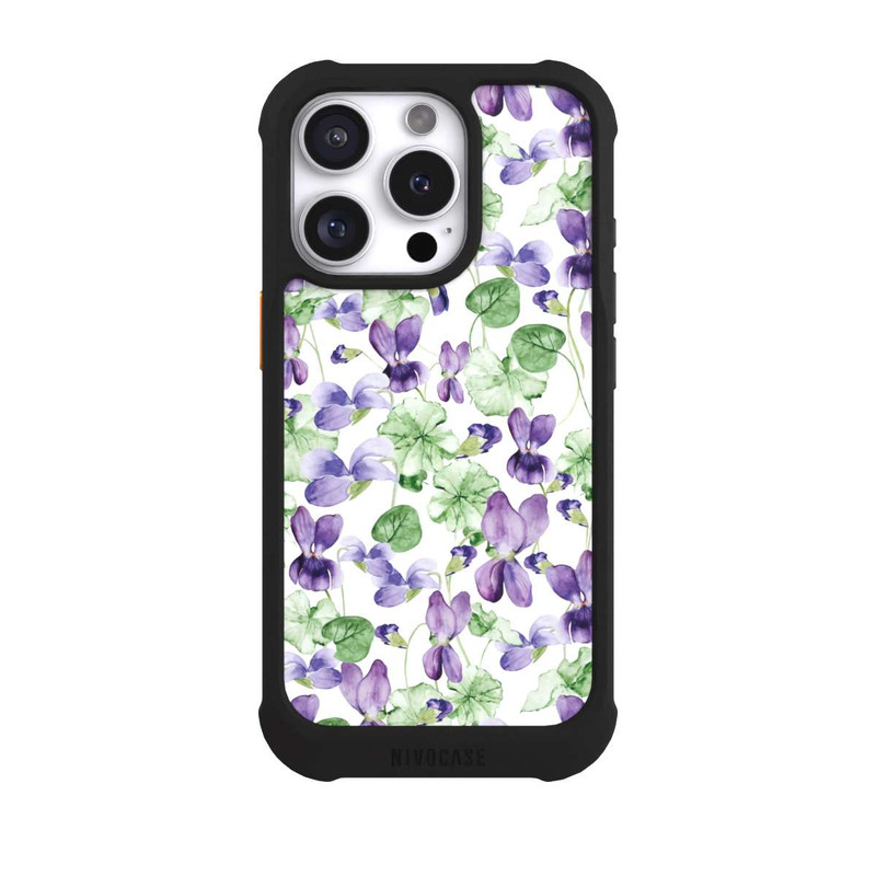 iPhone 16 Pro NIVOmax Purple Wildflowers Pattern Watercolor