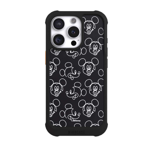 Apple iPhone 16 Pro NIVOmax Disney Mickey Faces Black Line Art Pattern