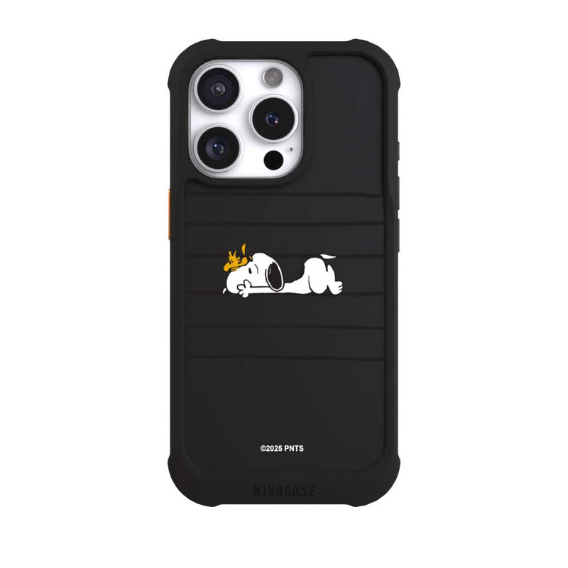 iPhone 16 Pro NIVOmax Snoopy Woodstock Streifen Peanuts Transparent