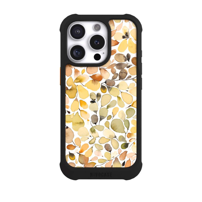 iPhone 16 Pro NIVOmax Eukalyptus Aquarellblätter Braun Herbst