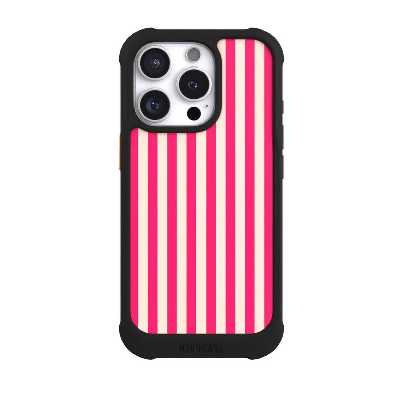 iPhone 16 Pro NIVOmax Streifen Rosa Rot Popcorn Look