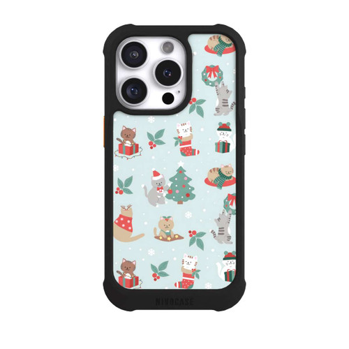 Apple iPhone 16 Pro NIVOmax Cute Winter Wonderland Christmas Festive Cats on Teal