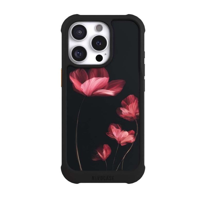 iPhone 16 Pro NIVOmax Fleurs Bordeaux Noires