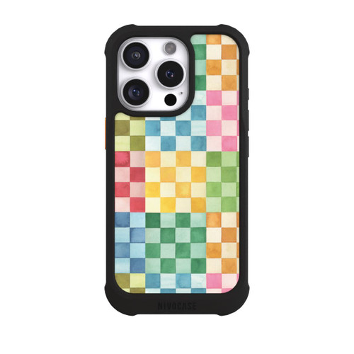 Apple iPhone 16 Pro NIVOmax Checkerboard Watercolor Chess Geometric Red