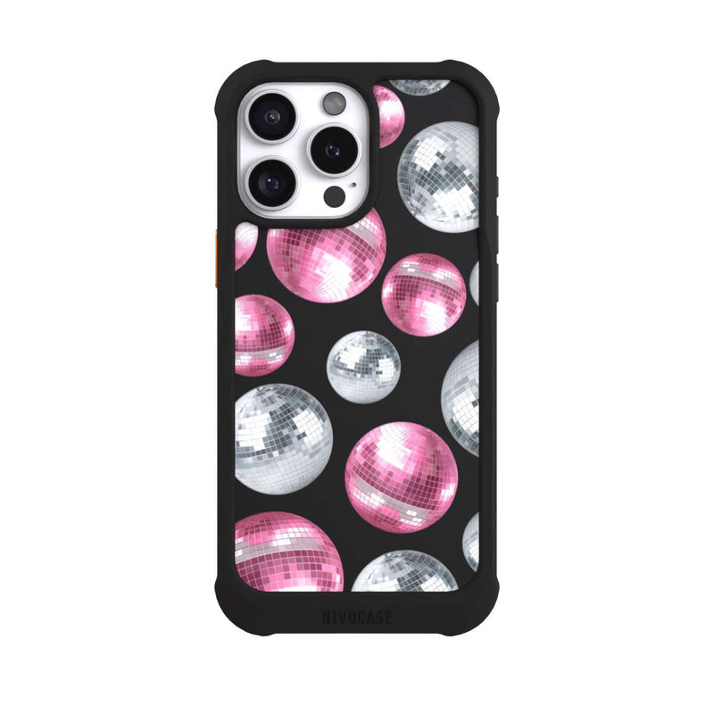 iPhone 16 Pro Max NIVOmax Discokugel Show Pink Transparent
