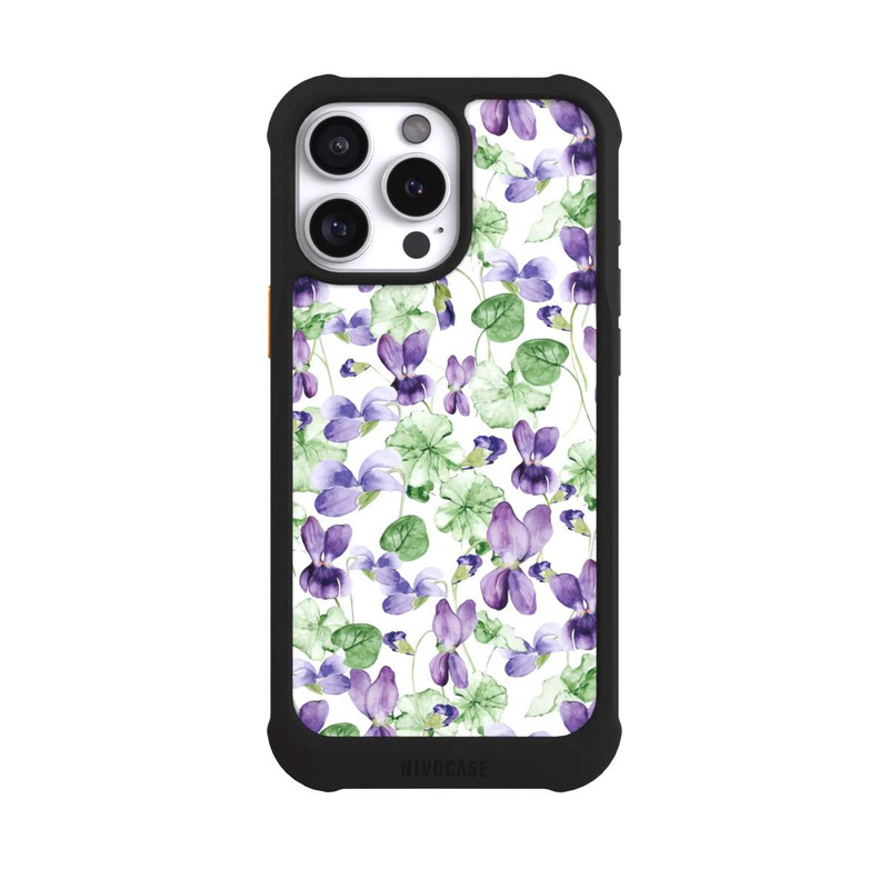 iPhone 16 Pro Max NIVOmax Purple Wildflowers Pattern Watercolor