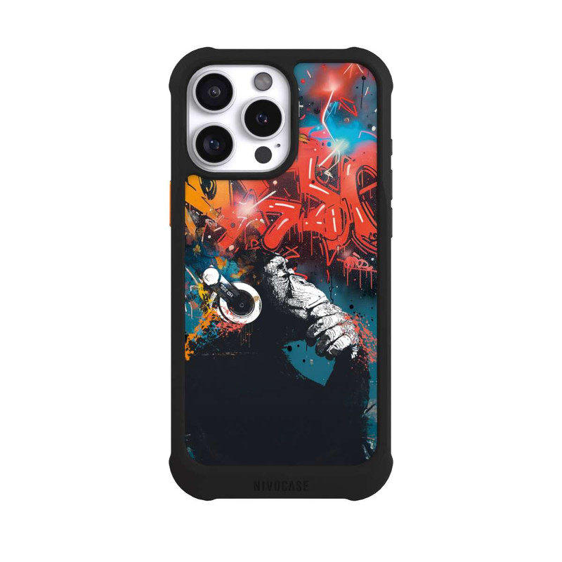 iPhone 16 Pro Max NIVOmax Affe Stereo Kopfhörer Graffiti Street Art