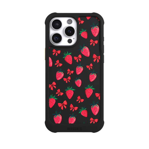 Apple iPhone 16 Pro Max NIVOmax Strawberry Heart Ribbon Pattern Transparent