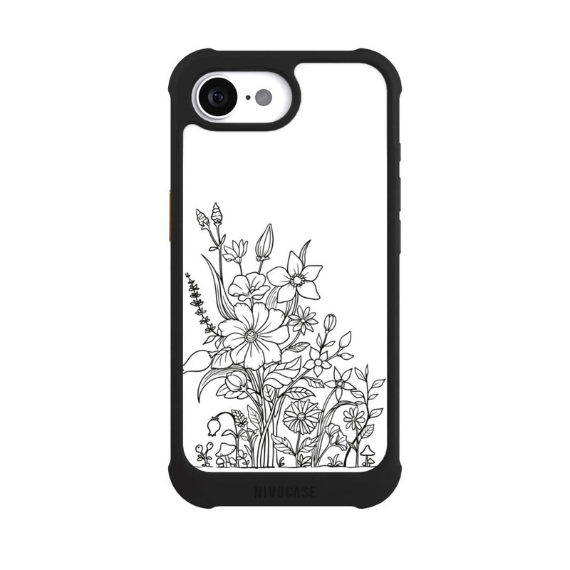 iPhone 16e NIVOmax Blumen Linienkunst