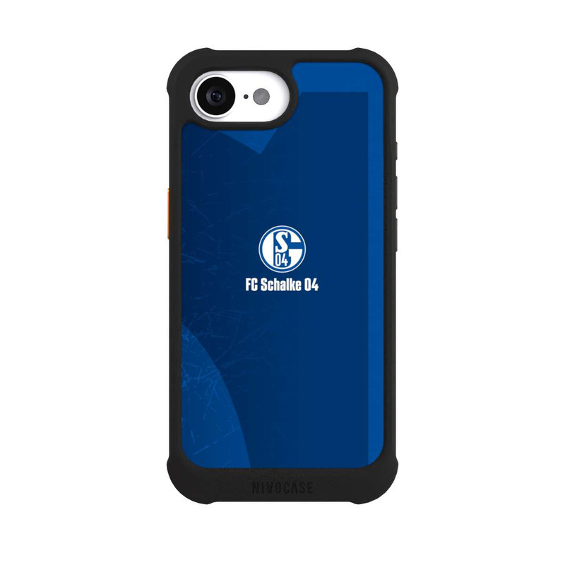 iPhone 16e NIVOmax Schalke 04 Blauer Hintergrund Mit Logo