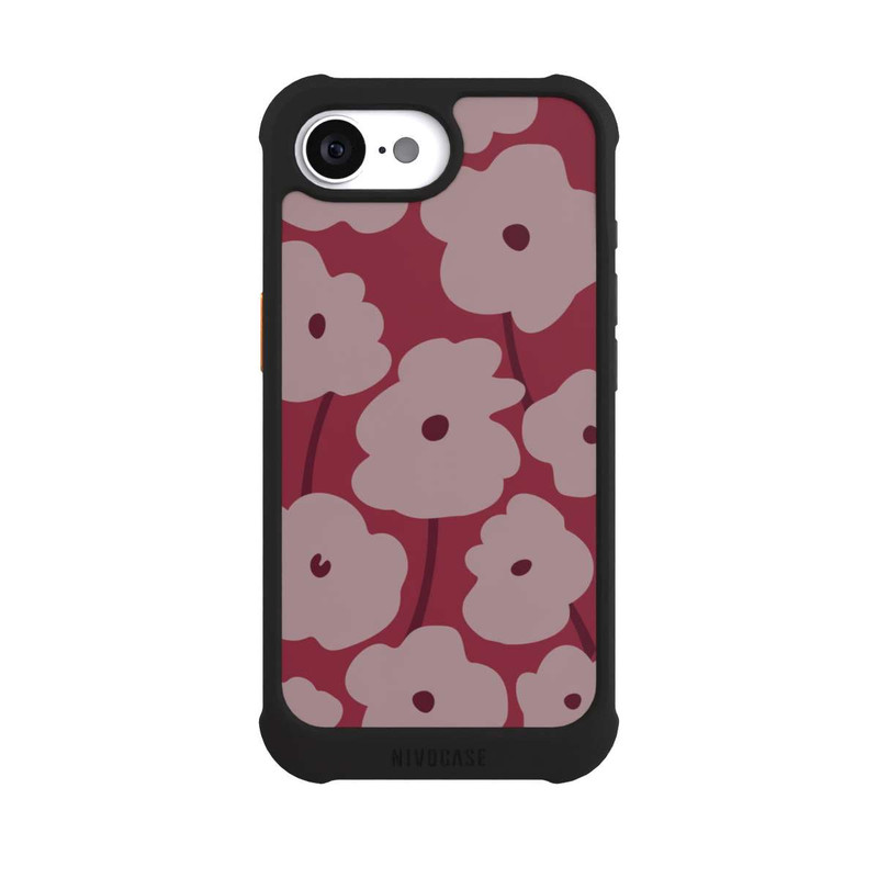 iPhone 16e NIVOmax Fleurs Minimalistes Bordeaux
