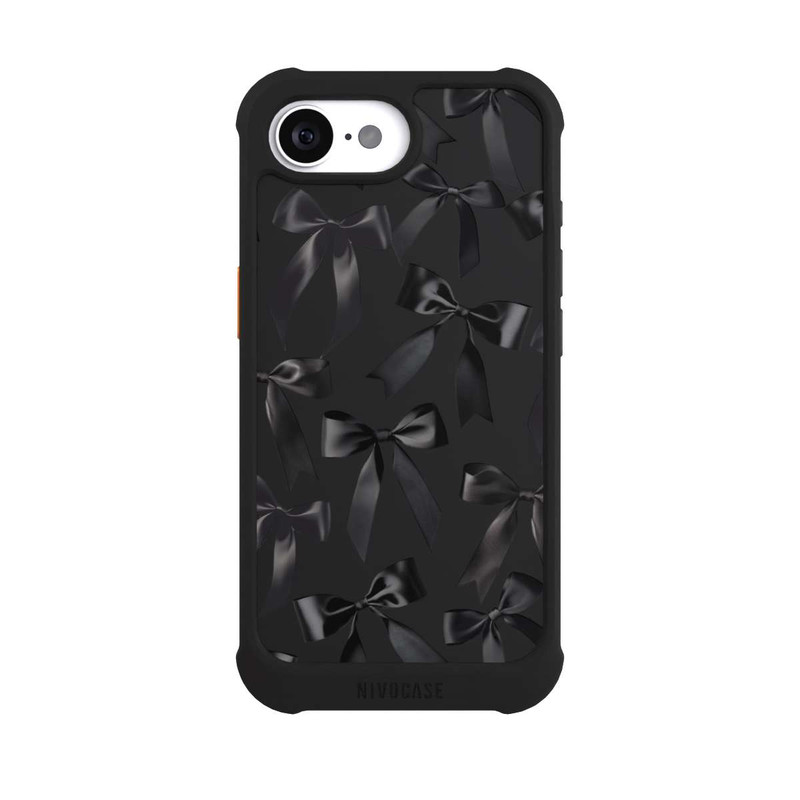 iPhone 16e NIVOmax Schwarze Satinschleifen