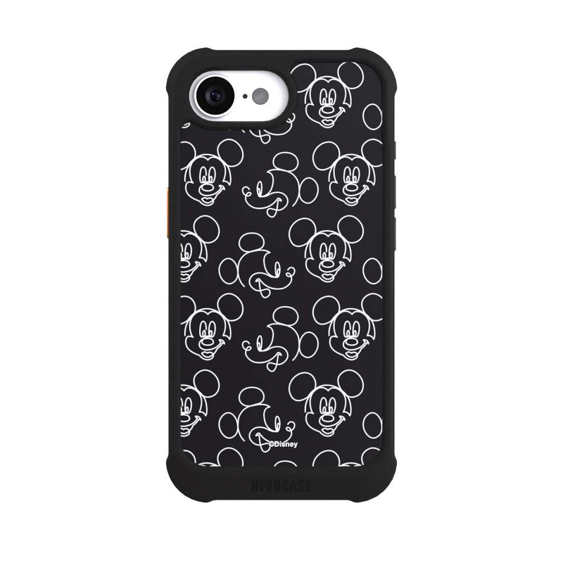 iPhone 16e NIVOmax Disney Mickey Faces Black Line Art Pattern