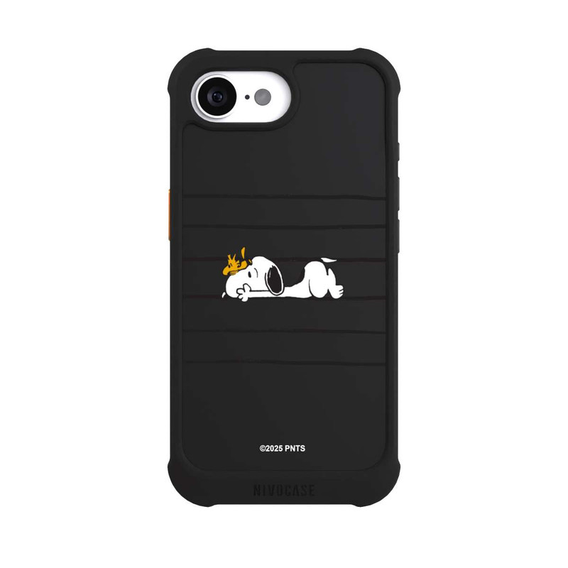 iPhone 16e NIVOmax Snoopy Woodstock Streifen Peanuts Transparent