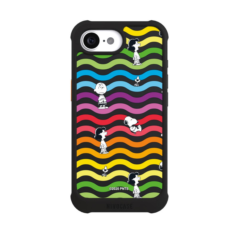 iPhone 16e NIVOmax Snoopy Pattern Rainbow Transparent