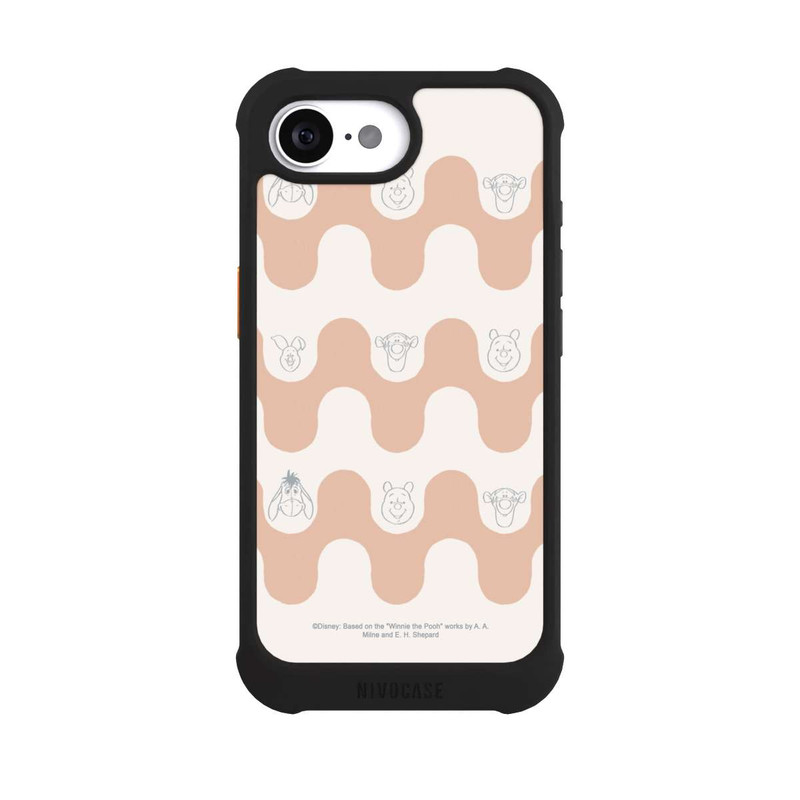 iPhone 16e NIVOmax Winnie l'Ourson et ses Amis Motif Vagues Bohèmes