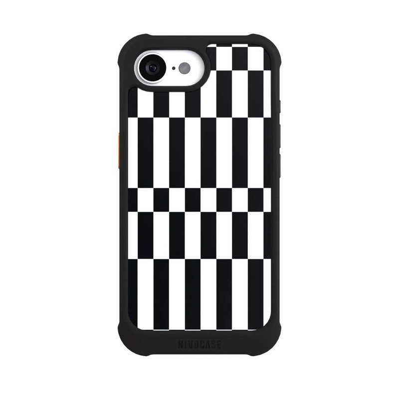 iPhone 16e NIVOmax Checked Abstract Bold Black and White Color Block