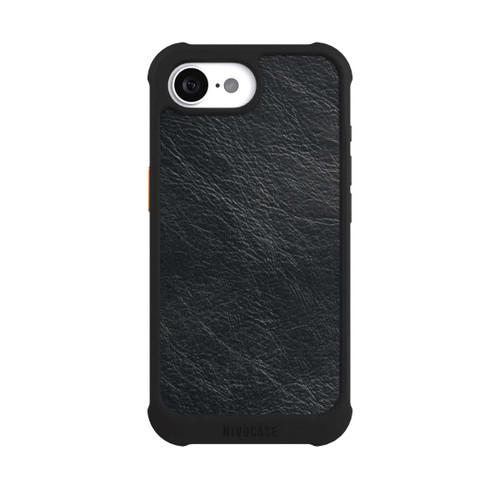 Apple iPhone 16e NIVOmax Schwarzer Lederlook Hintergrund