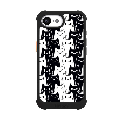 Apple iPhone 16e NIVOmax Katzentapete Schwarz Weiß