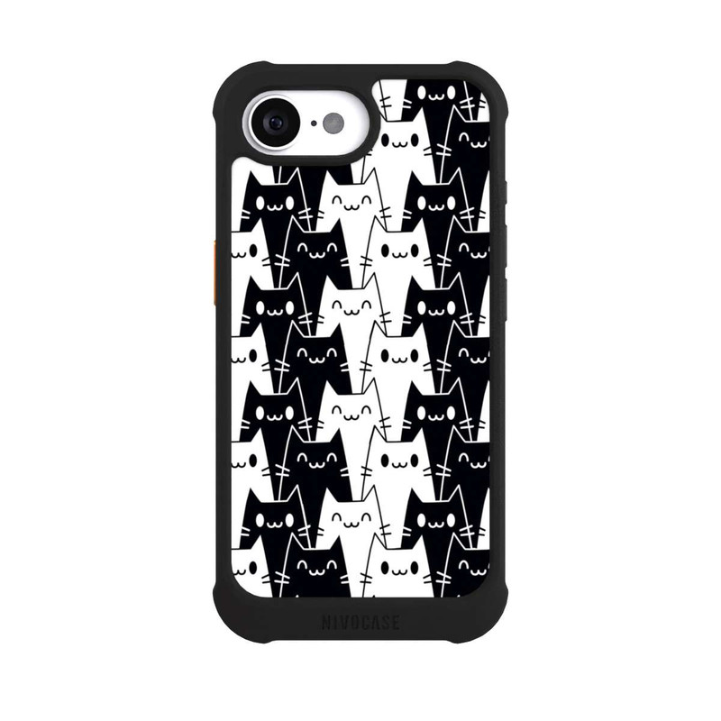 iPhone 16e NIVOmax Katzentapete Schwarz Weiß