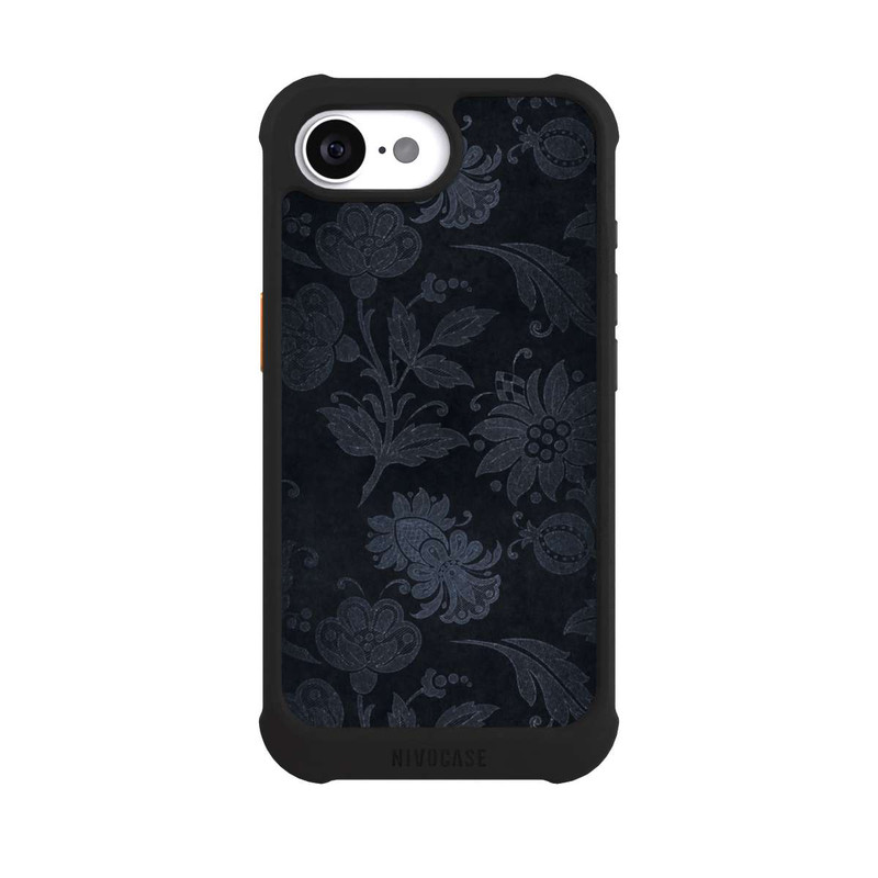 iPhone 16e NIVOmax  Silberne Blumen auf Samt