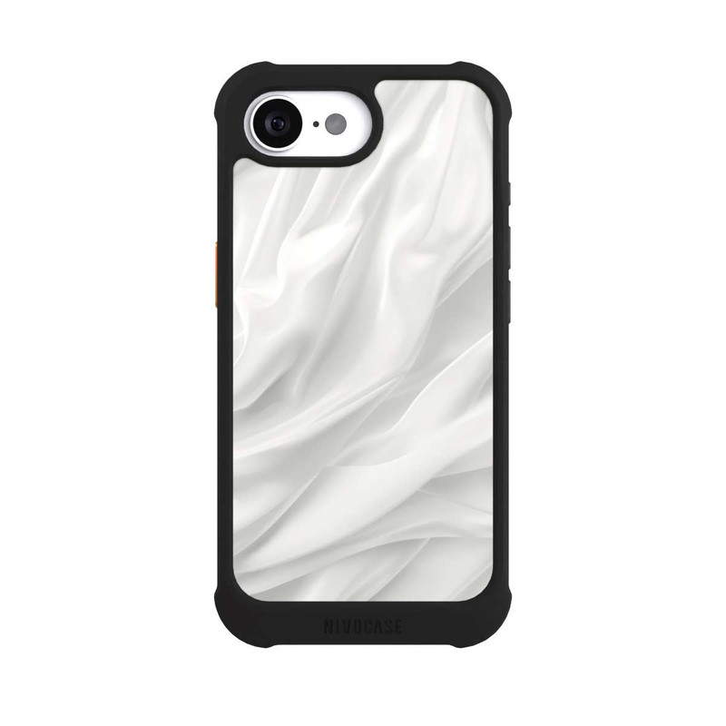 iPhone 16e NIVOmax Weiße Seidenmatte Textur mit KI