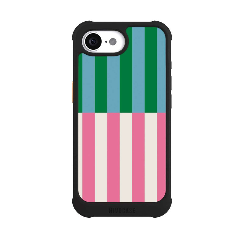 iPhone 16e NIVOmax Motif Rayé Vert Rose