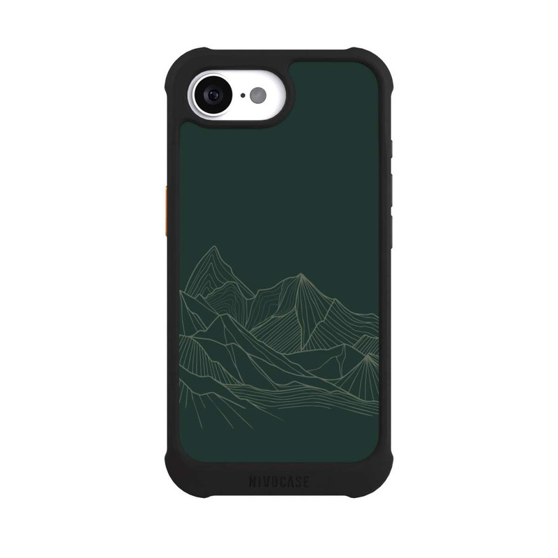 iPhone 16e NIVOmax Berg Line Art Grün