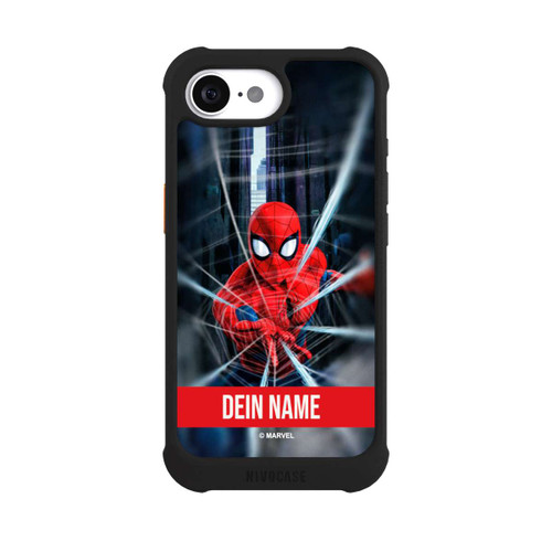 Apple iPhone 16e NIVOmax Spiderman Webs in Action Personalisierbar