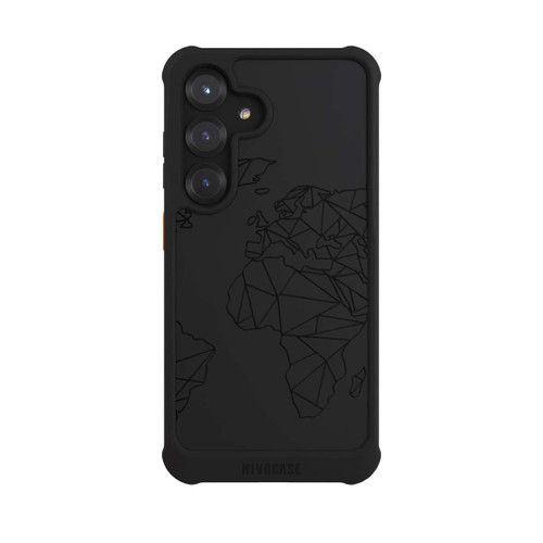 Samsung Galaxy S25 NIVOmax Polygon Weltkarte Schwarz ohne Hintergrund
