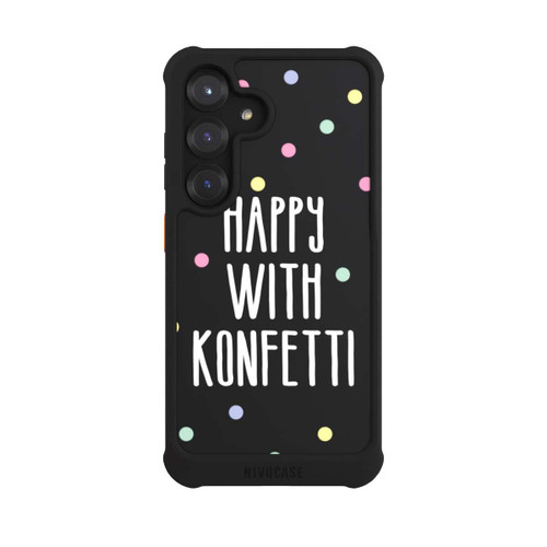 Samsung Galaxy S25 NIVOmax Happy with Konfetti White ohne Hintergrund