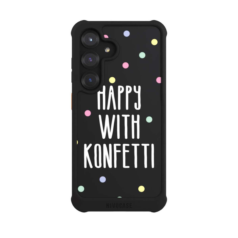 Galaxy S25 NIVOmax Happy with Konfetti White ohne Hintergrund