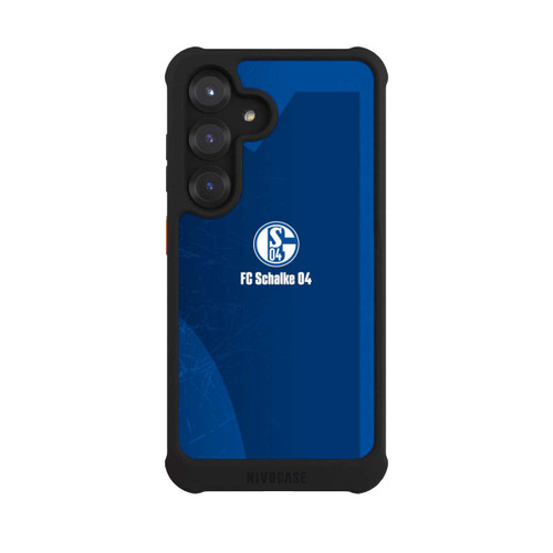 Samsung Galaxy S25 NIVOmax Schalke 04 Blauer Hintergrund Mit Logo