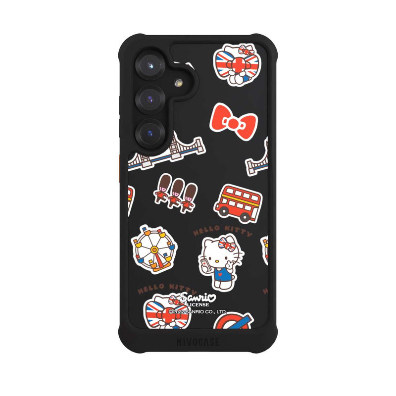 Galaxy S25 NIVOmax Hello Kitty Badges de Londres transparents