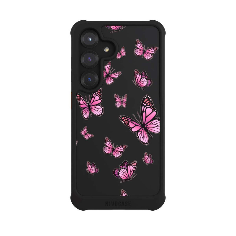 Galaxy S25 NIVOmax Papillons roses sans Fond